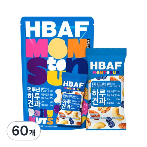 HBAF 바프 먼투썬 하루견과 블루, 200g, 6개