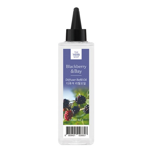 더허브샵 디퓨저 리필 오일, 블랙베리 + 베이, 120ml, 1개