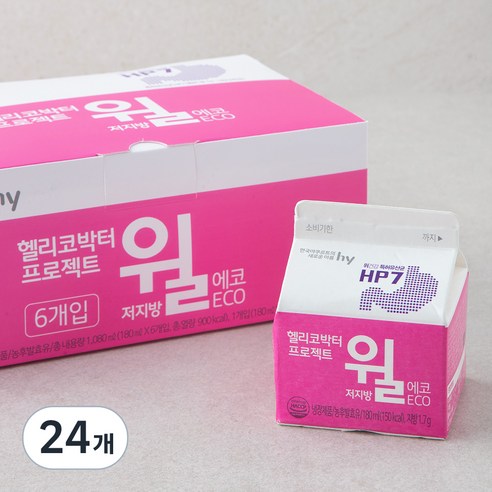 한국야쿠르트 윌 저지방 에코, 180ml, 6개입, 4개