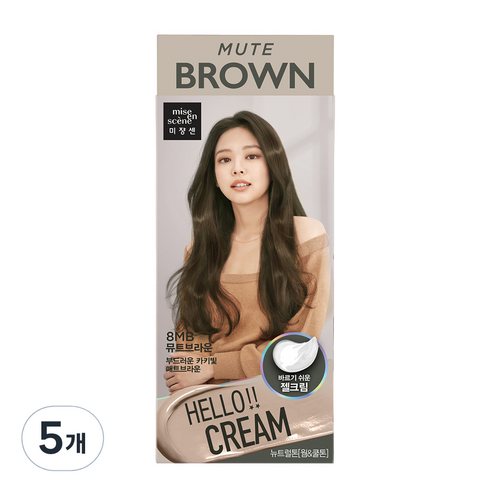 미쟝센 헬로 염색 크림, 8MB 뮤트브라운, 5개