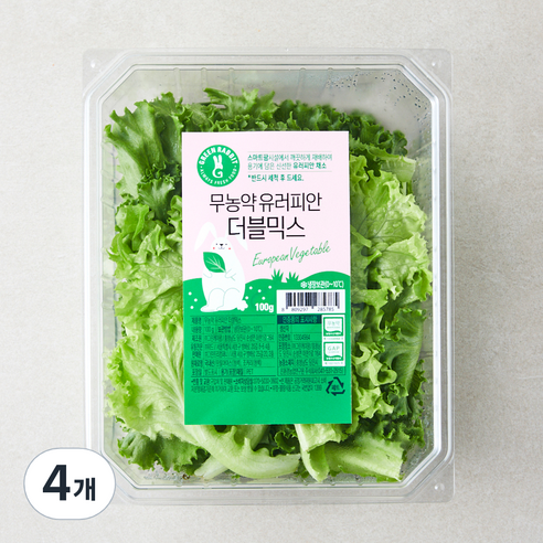 그린래빗 무농약 인증 유러피안 더블믹스 샐러드, 100g, 4개
