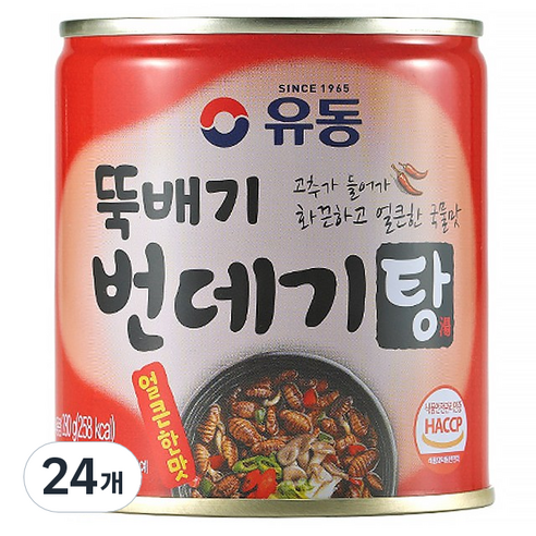유동 뚝배기 번데기탕 얼큰한맛, 280g, 24개