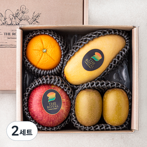 더로얄 베이직 혼합과일 망고 + 오렌지 + 사과 + 키위 2입 1호 선물세트, 1.15kg, 2세트