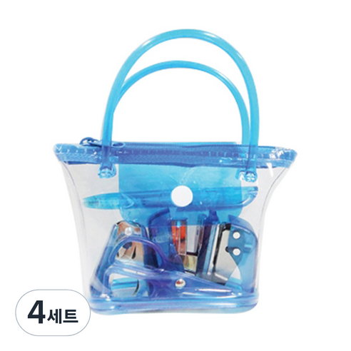 DA MAO 미니문구세트 BAG형 블루, 4세트