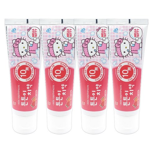 헬로키티 튼튼이치약 천연딸기향, 80g, 4개입