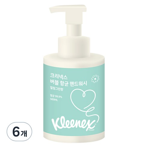 크리넥스 버블버블 핸드워시 힐링그린향, 500ml, 6개