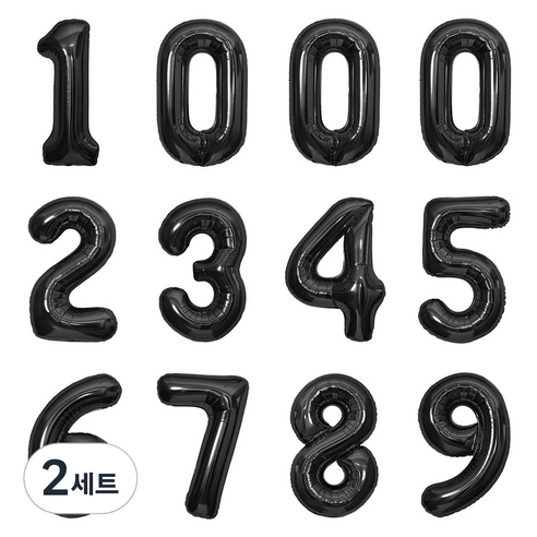 파티아일랜드 숫자 호일 풍선 12p 세트 80cm, 블랙, 2세트