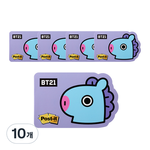 쓰리엠 포스트잇 강한점착용 모양노트 654 BT21, 망, 10개