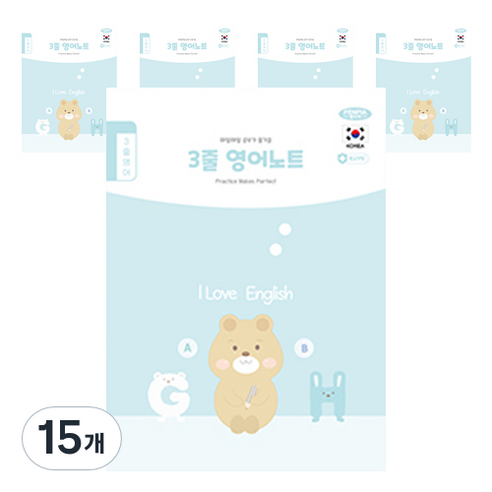 펜피아 1000 초등 3줄영어 제본노트, C블루, 15개