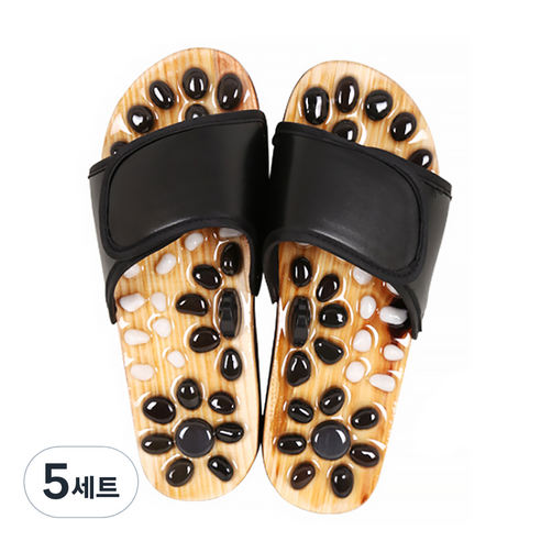 마켓A 조약돌 마노 발지압 슬리퍼 225-230mm, 5세트, 블랙