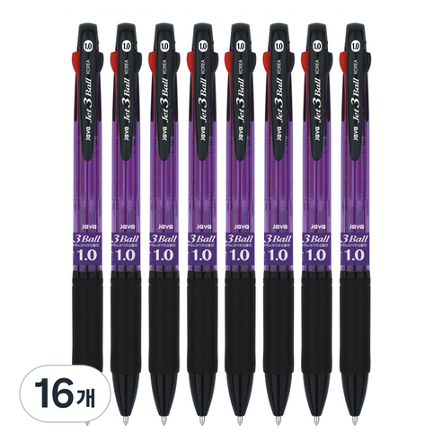 자바펜 제트 3볼 멀티펜 1.0mm, 퍼플, 16개
