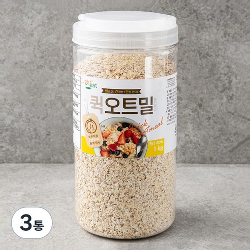 라이트잇 바로먹는 퀵 오트밀, 1kg, 3통