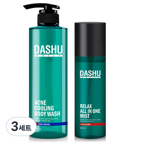 다슈 데일리 아크네 쿨링 등드름 바디워시 500ml + 데일리 릴렉스 올인원 바디미스트 200ml 세트, 3세트