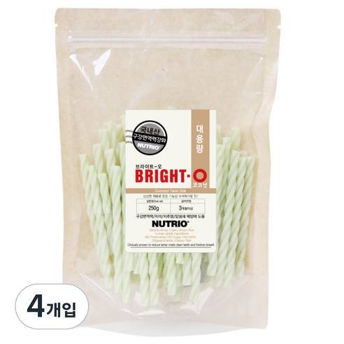 뉴트리오 브라이트오 강아지 치석껌 대용량, 코코넛트위스트맛, 4개입
