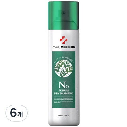 폴메디슨 시그니처 노세범 드라이 샴푸 그린블라썸향, 211ml, 6개