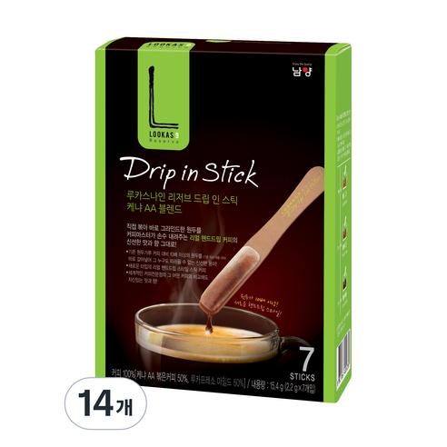 루카스나인 리저브 드립인스틱 케냐 AA 블렌드, 2.2g, 14개