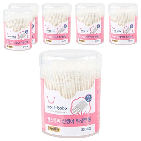 맘스베베 신생아 위생면봉, 300개입, 6개