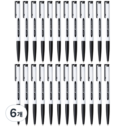 라인플러스 에이원 볼펜 0.5mm 12p, 흑색 0.7, 6개