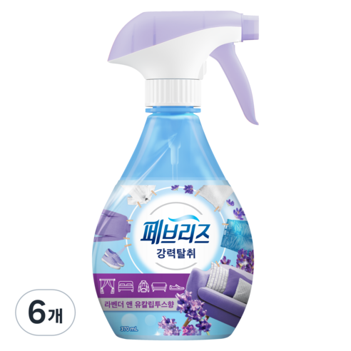 페브리즈 섬유탈취제 용기형, 370ml, 6개, 라벤더 앤 유칼립투스향