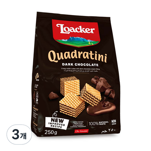 로아커 쿼드라티니 다크초콜릿 웨하스, 250g, 3개