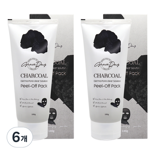 그레이스데이 차콜 더마 포어 클리어 솔루션 필오프팩 180ml, 1개입, 6개
