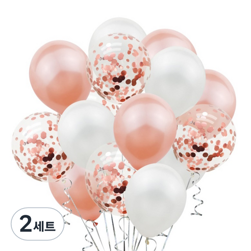 에브리띵스마일 컨페티 라운드 생일파티 혼합 풍선 20p 세트, 로즈골드, 2세트