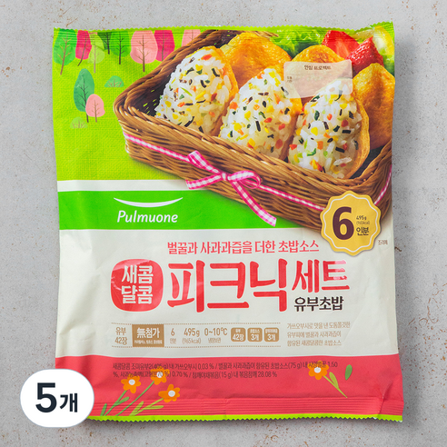 풀무원 새콤달콤 피크닉세트 유부초밥 6인분, 495g, 5개