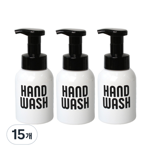 로맨틱노벰버 원형 거품용기 레터링1 HAND WASH 300ml, 블랙(캡), 15개