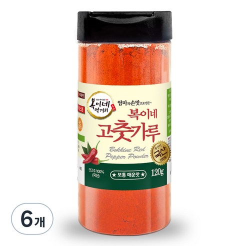 복이네먹거리 국산 고춧가루 보통맛 떡볶이소스용, 120g, 6개