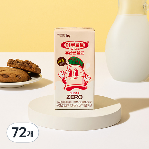 야쿨트 1971 제로 요구르트, 190ml, 72개