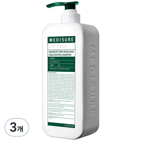 메디슈어 비듬케어 프레쉬 탈모 샴푸, 1000ml, 3개