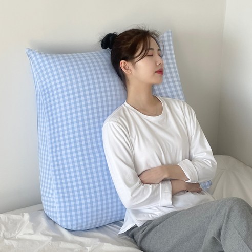 집콕 삼각 등받이 쿠션 봄체크, 봄체크 소라