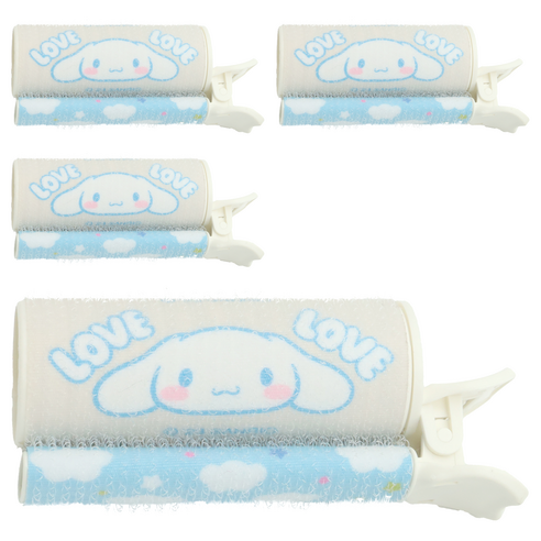 뷰티홈 산리오 시나모롤 러브 뿌리볼륨 헤어집게, 아이보리 + 화이트, 4개