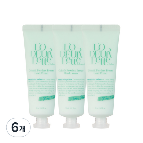 로더렛 컬러핏 브리즈 핸드 크림 베이비 파우더, 50ml, 6개