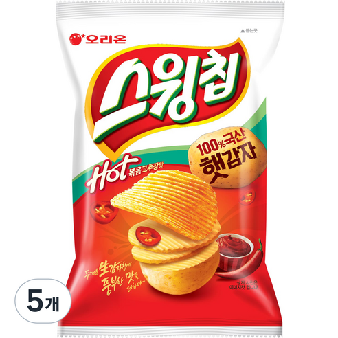 오리온 스윙칩 볶음고추장맛, 110g, 5개