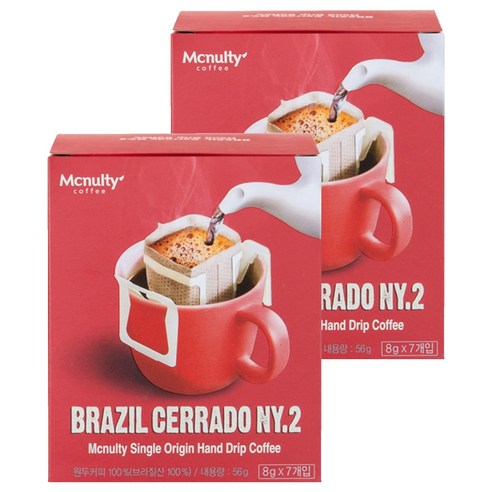 맥널티커피 브라질 세라도 NY2 핸드드립 원두커피, 8g, 7개입, 2개