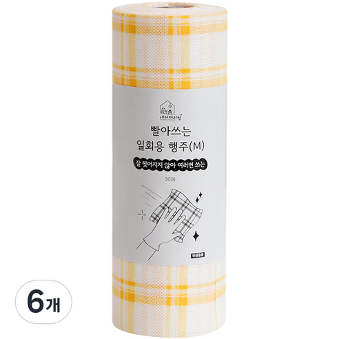 네이쳐리빙 빨아쓰는 위생 일회용 행주 30p, 6개