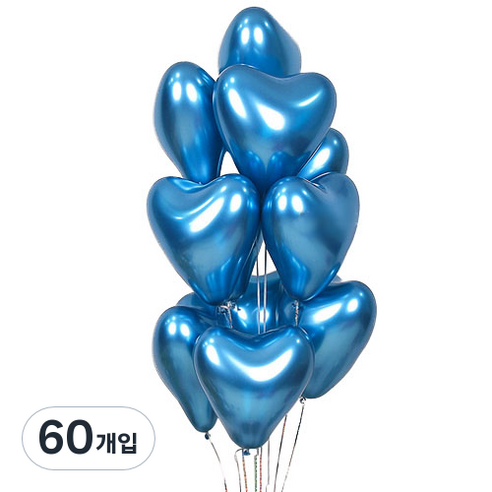 와우파티코리아 30센티 크롬하트풍선, 블루, 60개입