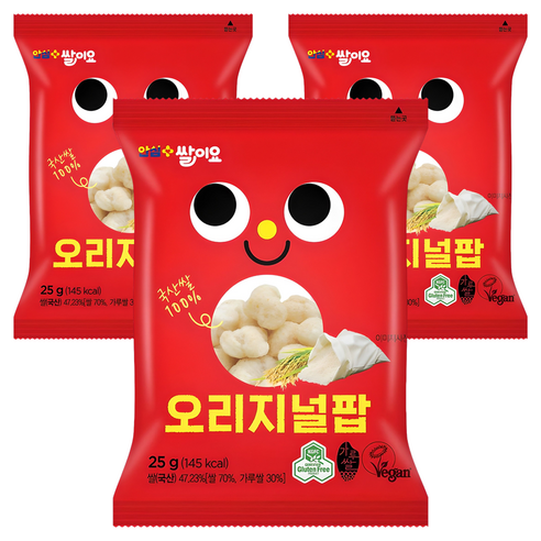 청원생명쌀 안심플러스 튀기지 않은 쌀과자 쌀이요 오리지널팝, 25g, 3개