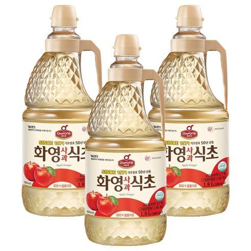 대상 쉐프원 화영 사과 식초, 1.8L, 3개
