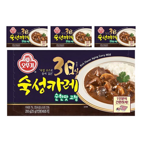 오뚜기 3일 숙성카레 순한맛 고형, 200g, 4개