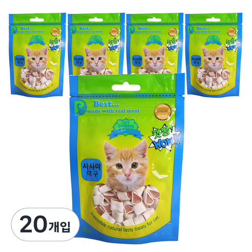 캣몽 고양이용 간식 사사미대구 닭 40g, 사사미, 20개