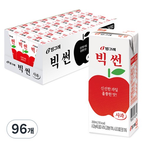 빙그레 빅썬 사과 주스, 200ml, 96개
