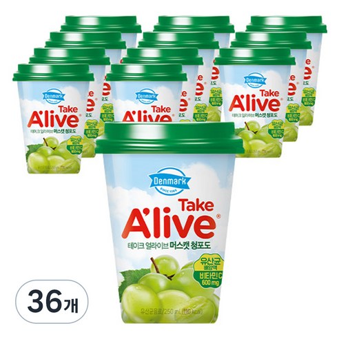 덴마크 테이크 얼라이브 머스캣 청포도, 250ml, 36개