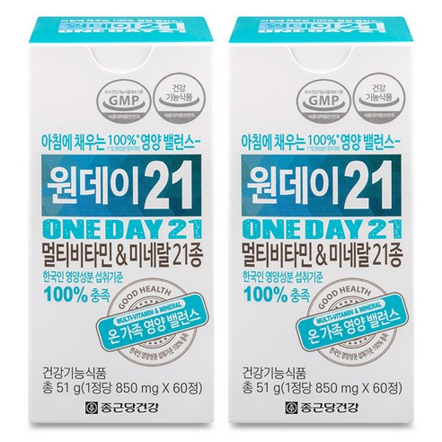 종근당건강 원데이21 멀티비타민 & 미네랄, 2개, 51g