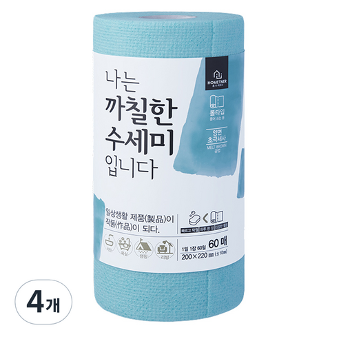홈트너 나는 까칠한 수세미 입니다, 민트, 60매입, 4개