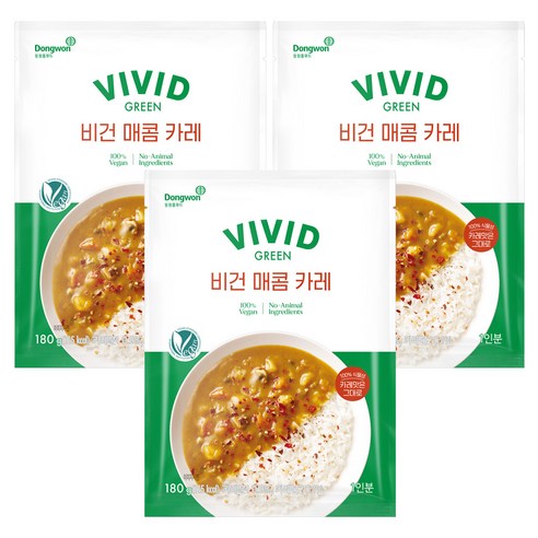 비비드그린 비건 매콤 카레, 180g, 3개