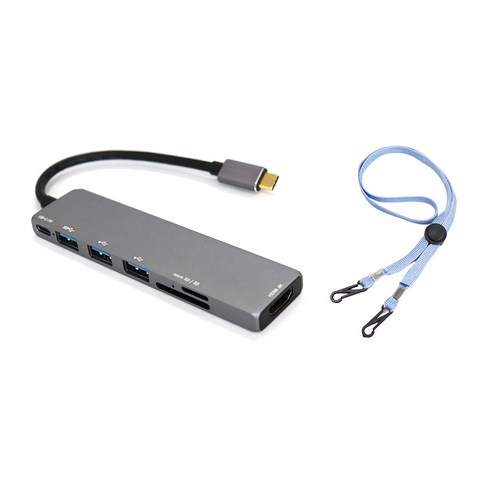 스토리링크 USB C타입 7포트 HDMI 멀티포트 허브 DEX 7UP + 마스크 스트랩, 그레이