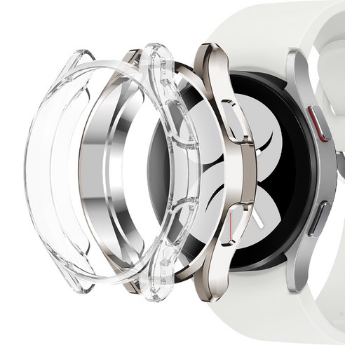 누아트 풀커버 케이스 44mm 2개입, 실버, 투명