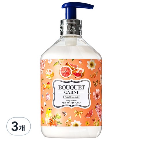 부케가르니 바디로션 핑크자몽향, 3개, 520ml